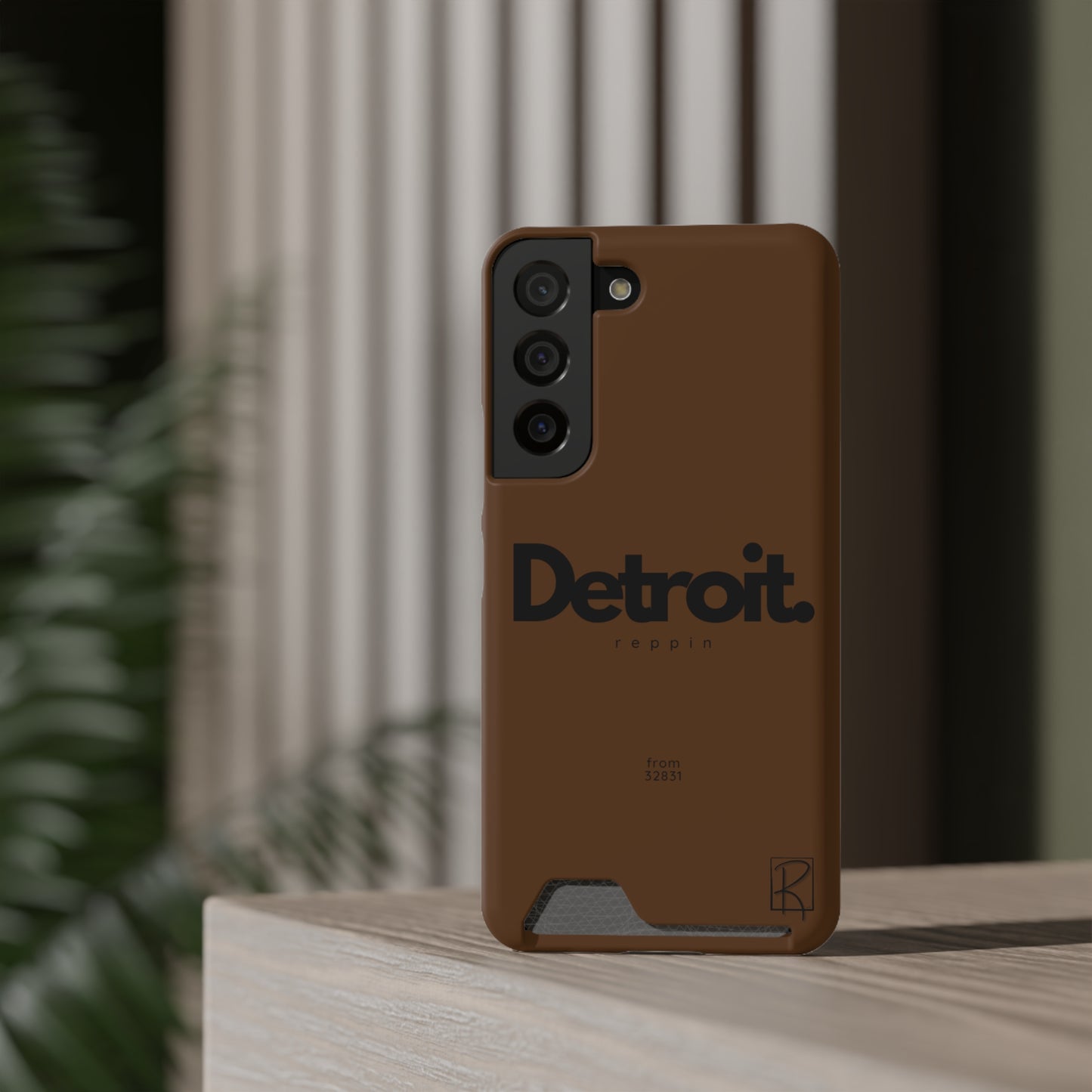 Brown Phone Case With Card Holder by Reppin Brand