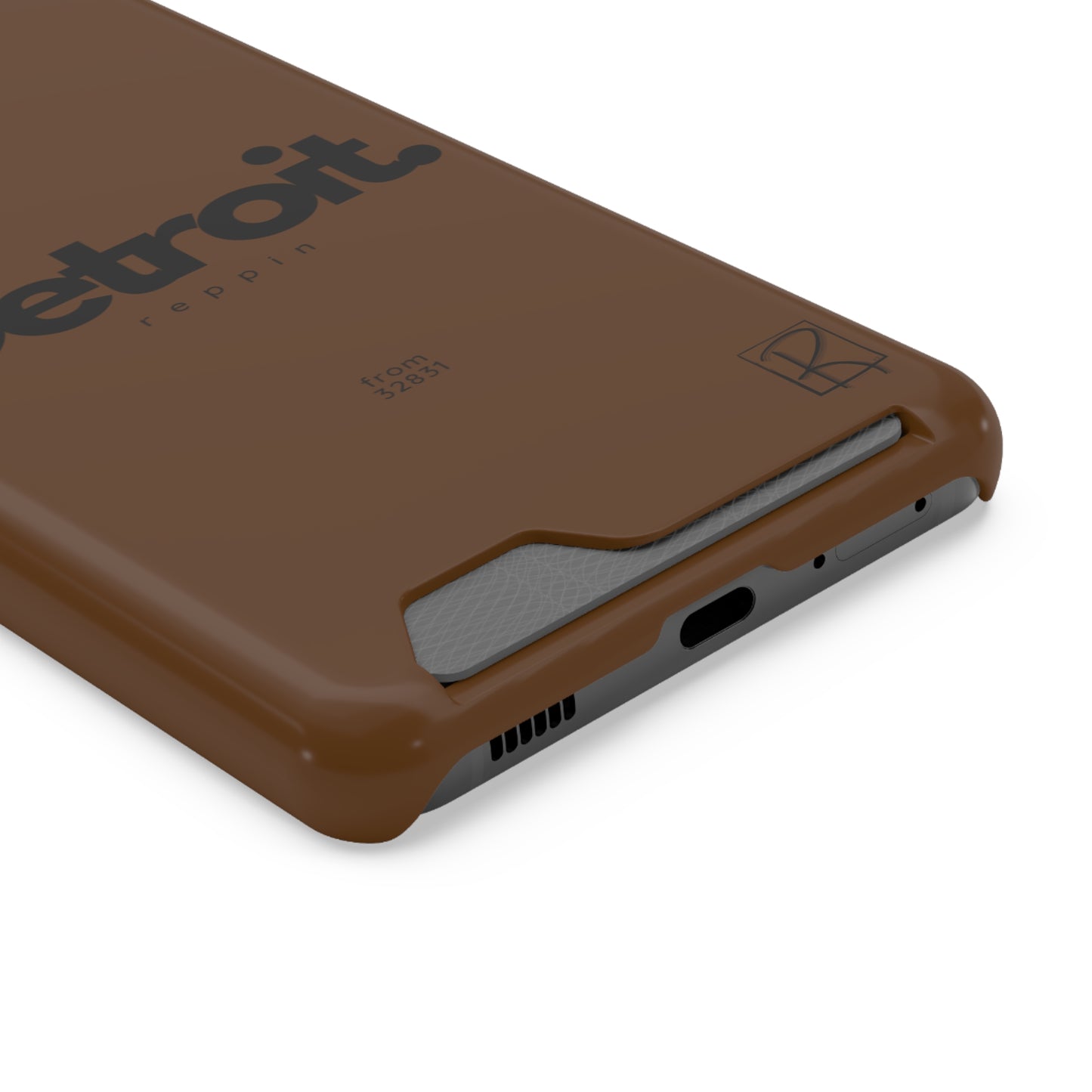 Brown Phone Case With Card Holder by Reppin Brand