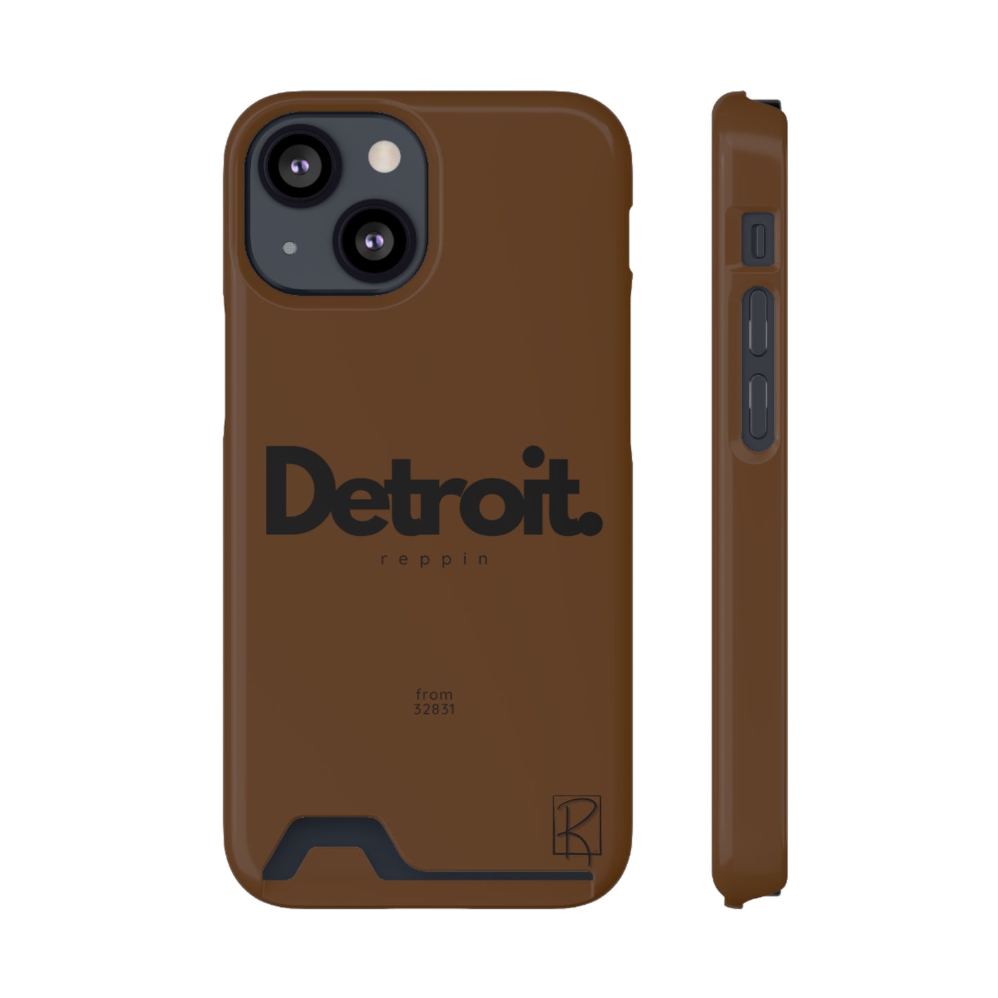 Brown Phone Case With Card Holder by Reppin Brand