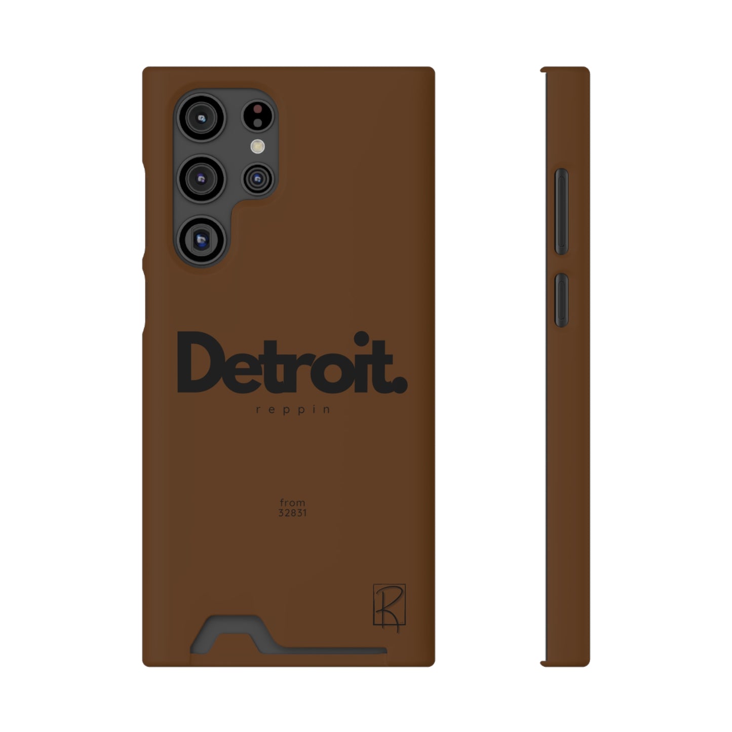 Brown Phone Case With Card Holder by Reppin Brand