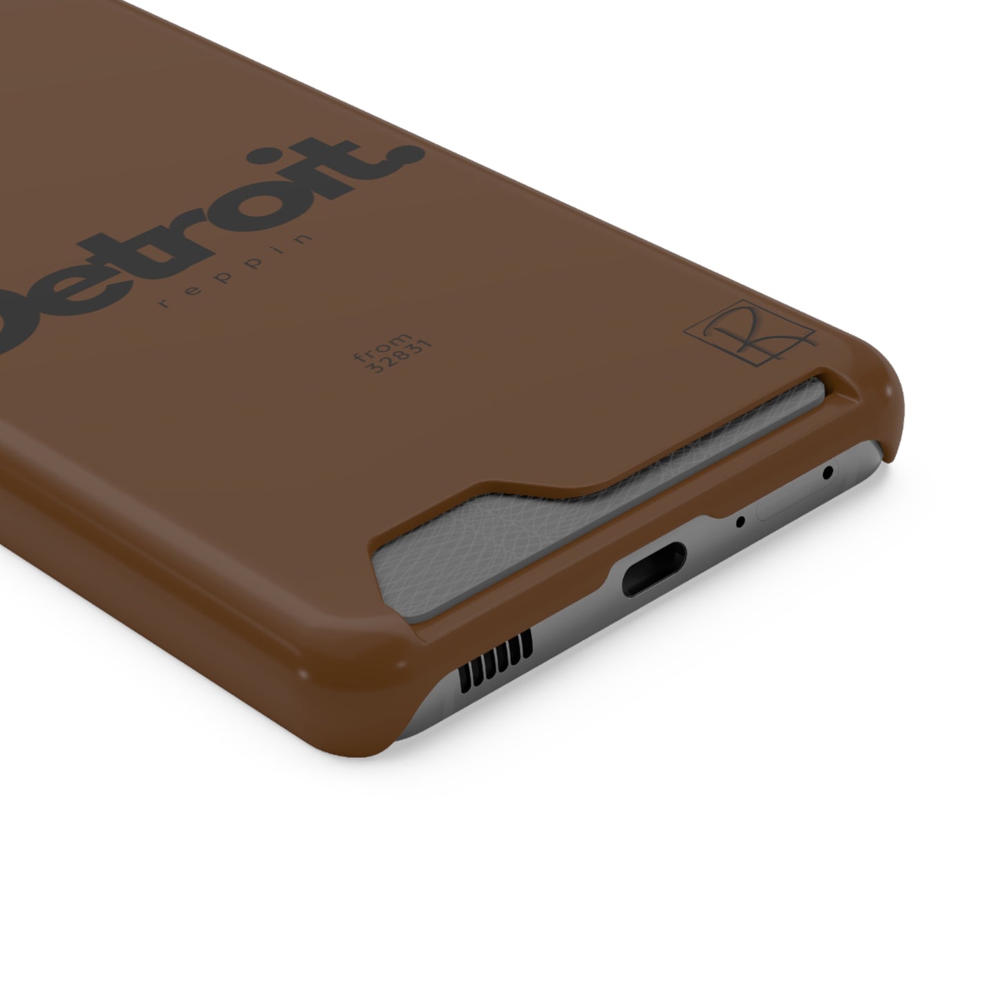 Brown Phone Case With Card Holder by Reppin Brand