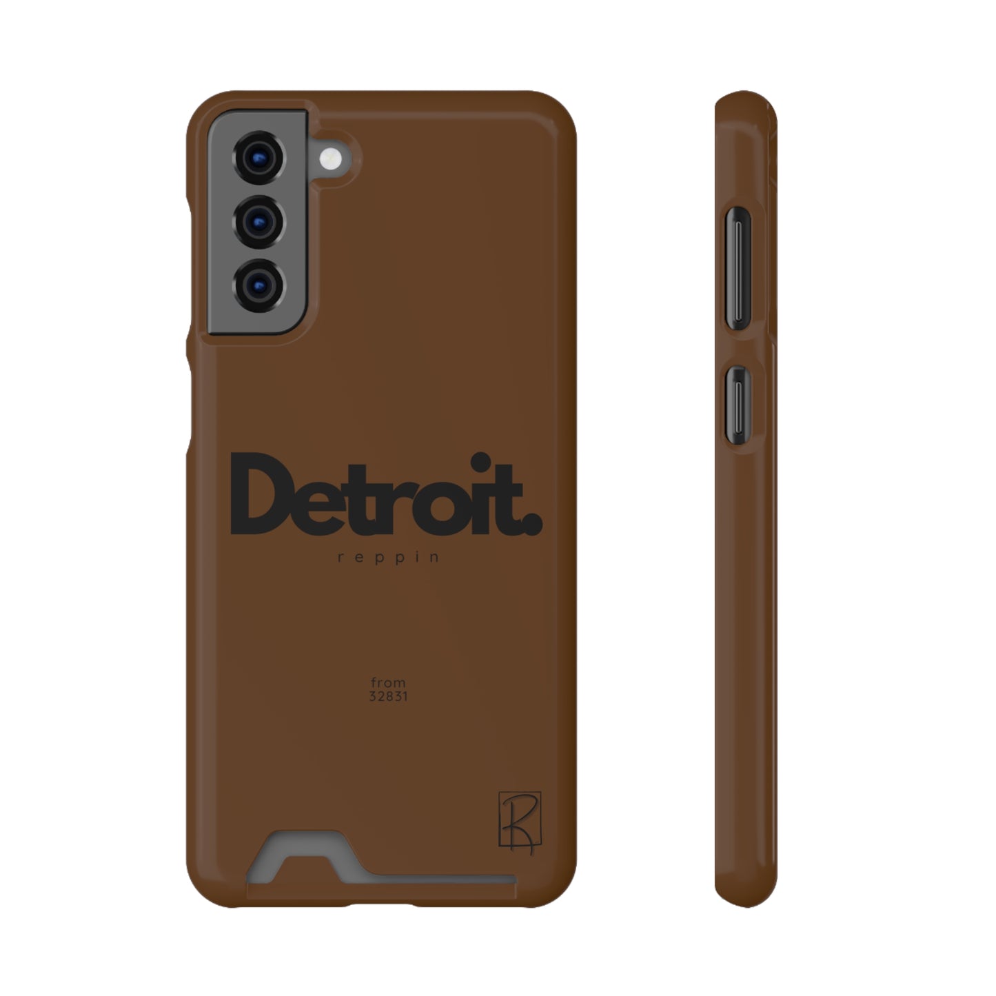 Brown Phone Case With Card Holder by Reppin Brand