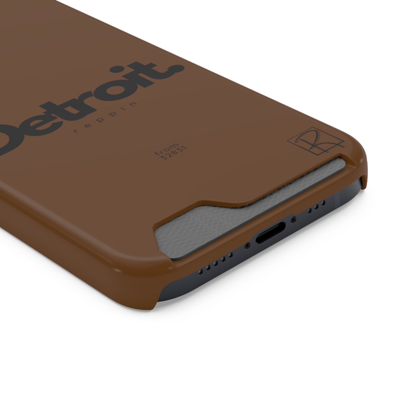 Brown Phone Case With Card Holder by Reppin Brand