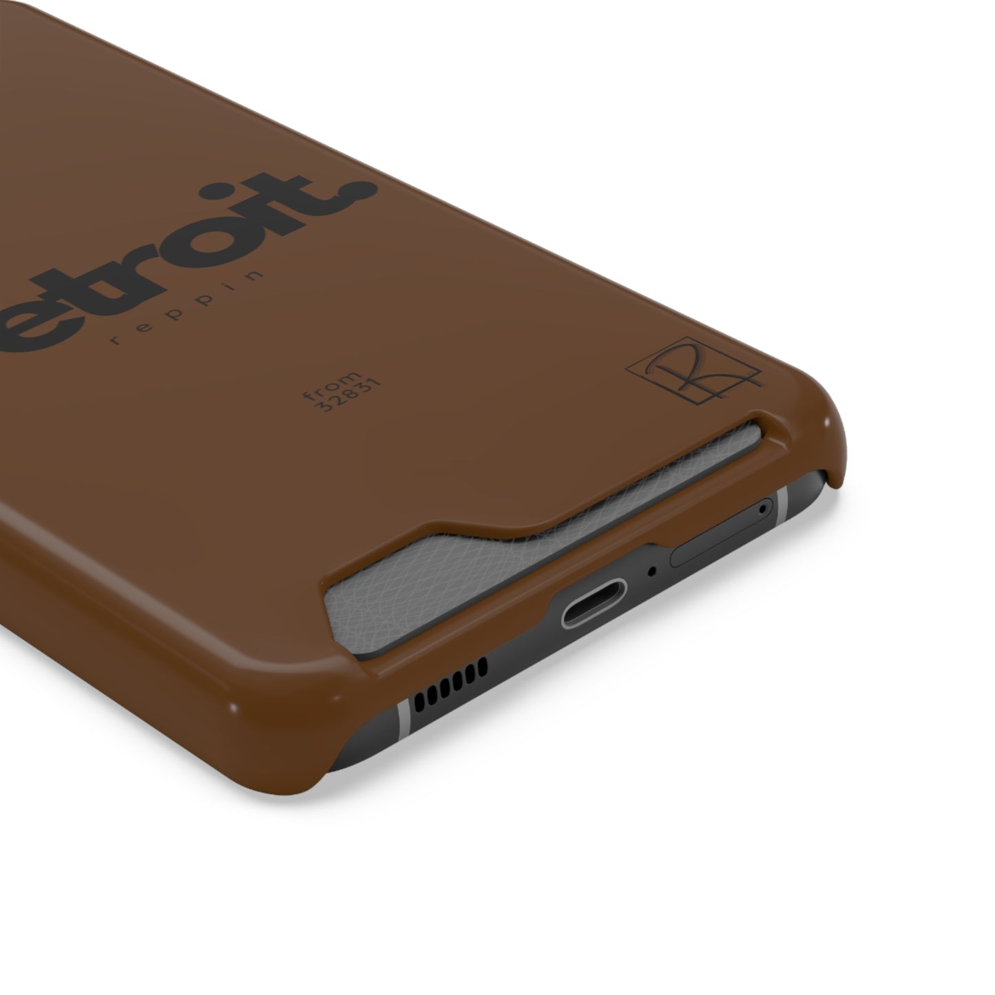 Brown Phone Case With Card Holder by Reppin Brand