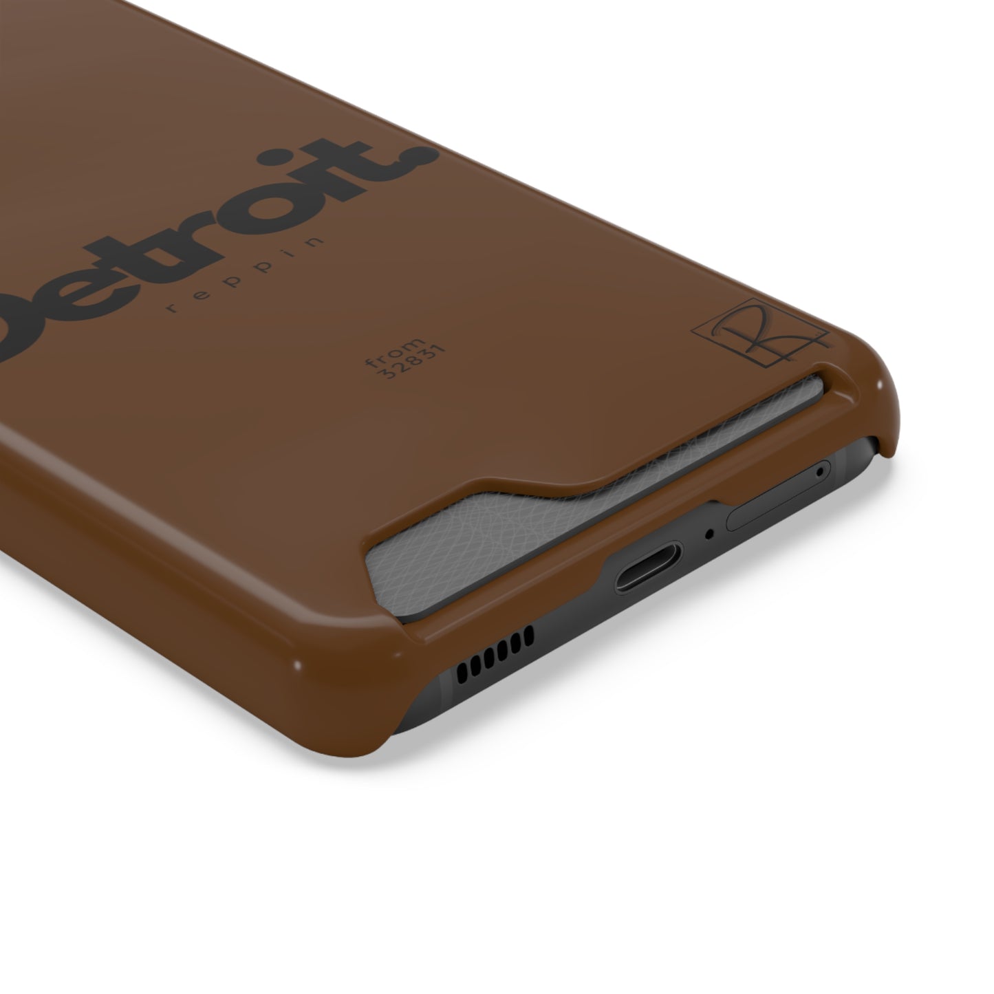 Brown Phone Case With Card Holder by Reppin Brand