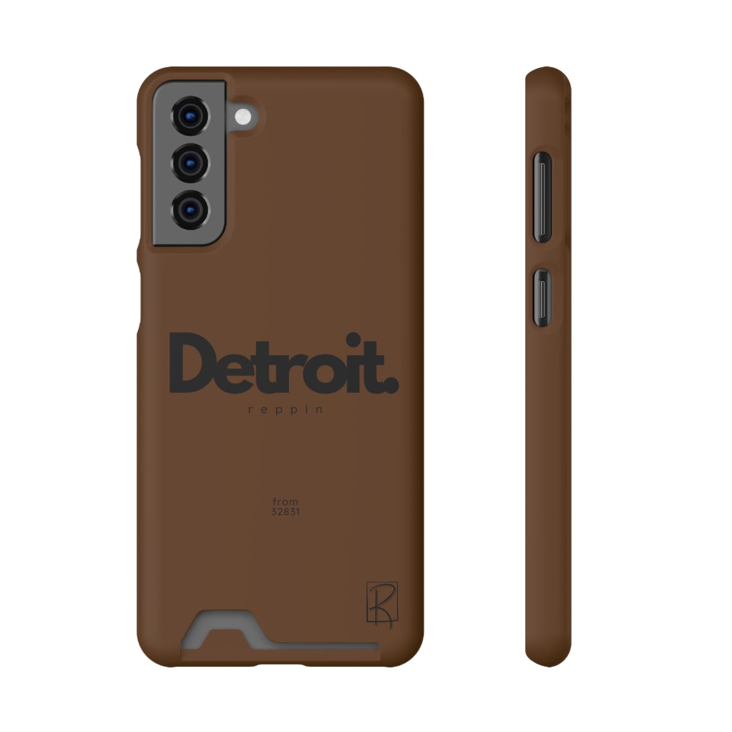 Brown Phone Case With Card Holder by Reppin Brand