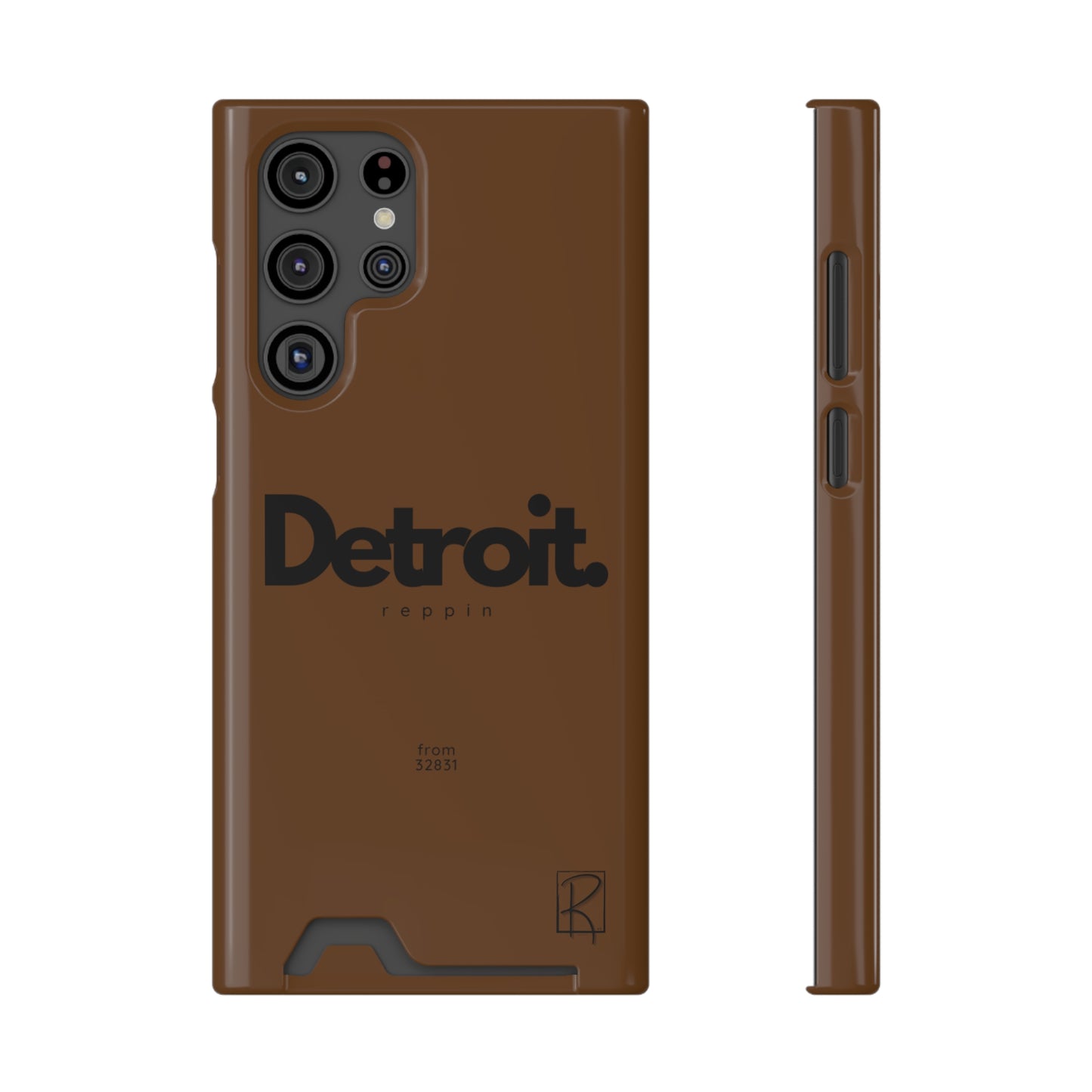 Brown Phone Case With Card Holder by Reppin Brand