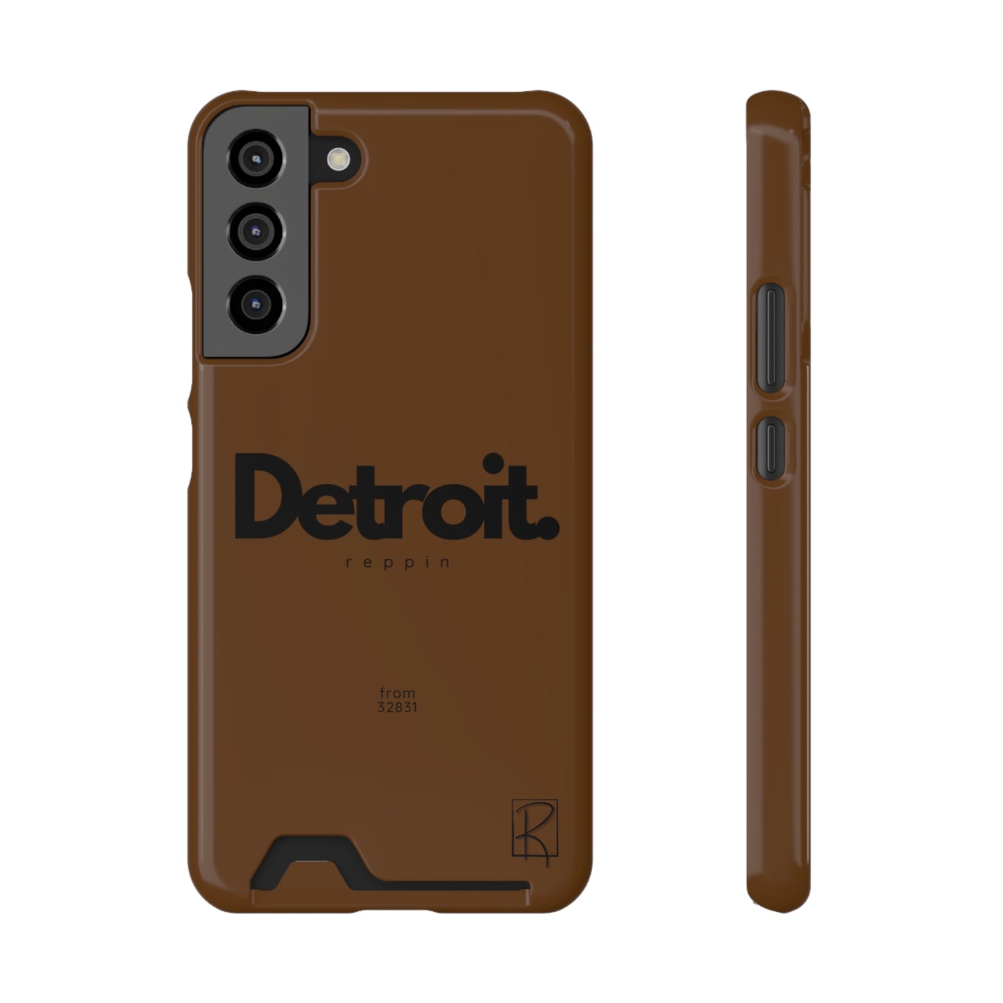 Brown Phone Case With Card Holder by Reppin Brand