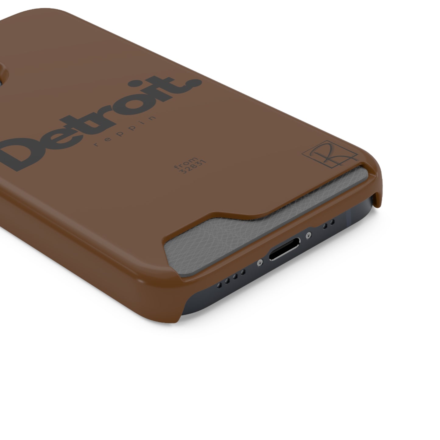 Brown Phone Case With Card Holder by Reppin Brand