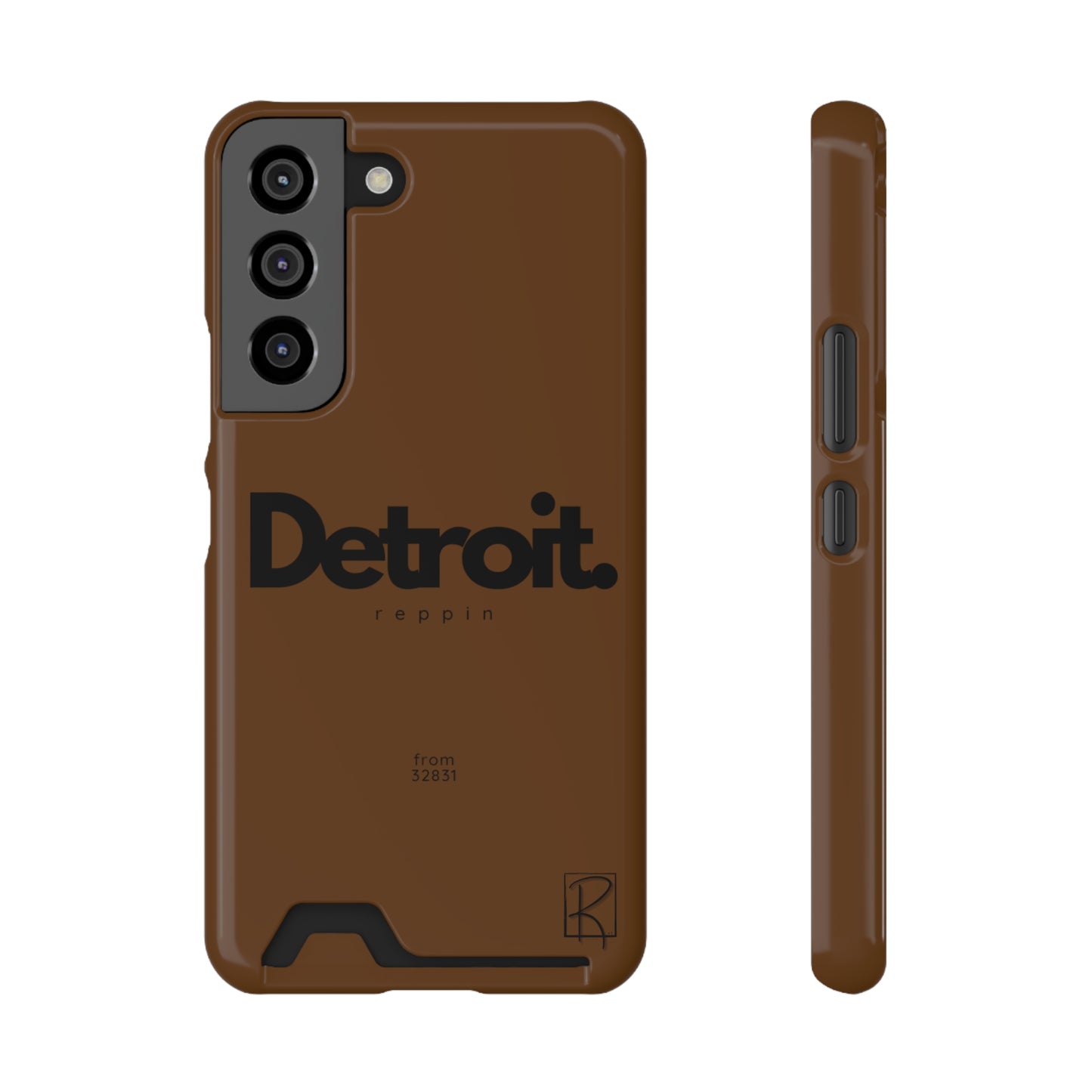 Brown Phone Case With Card Holder by Reppin Brand