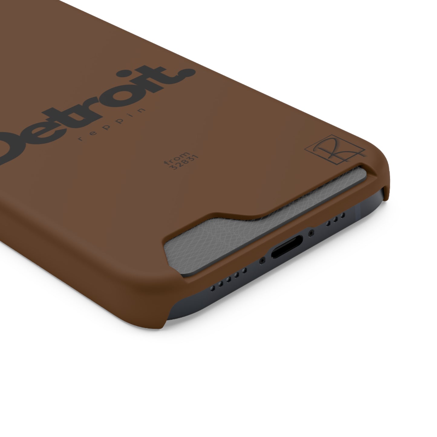 Brown Phone Case With Card Holder by Reppin Brand