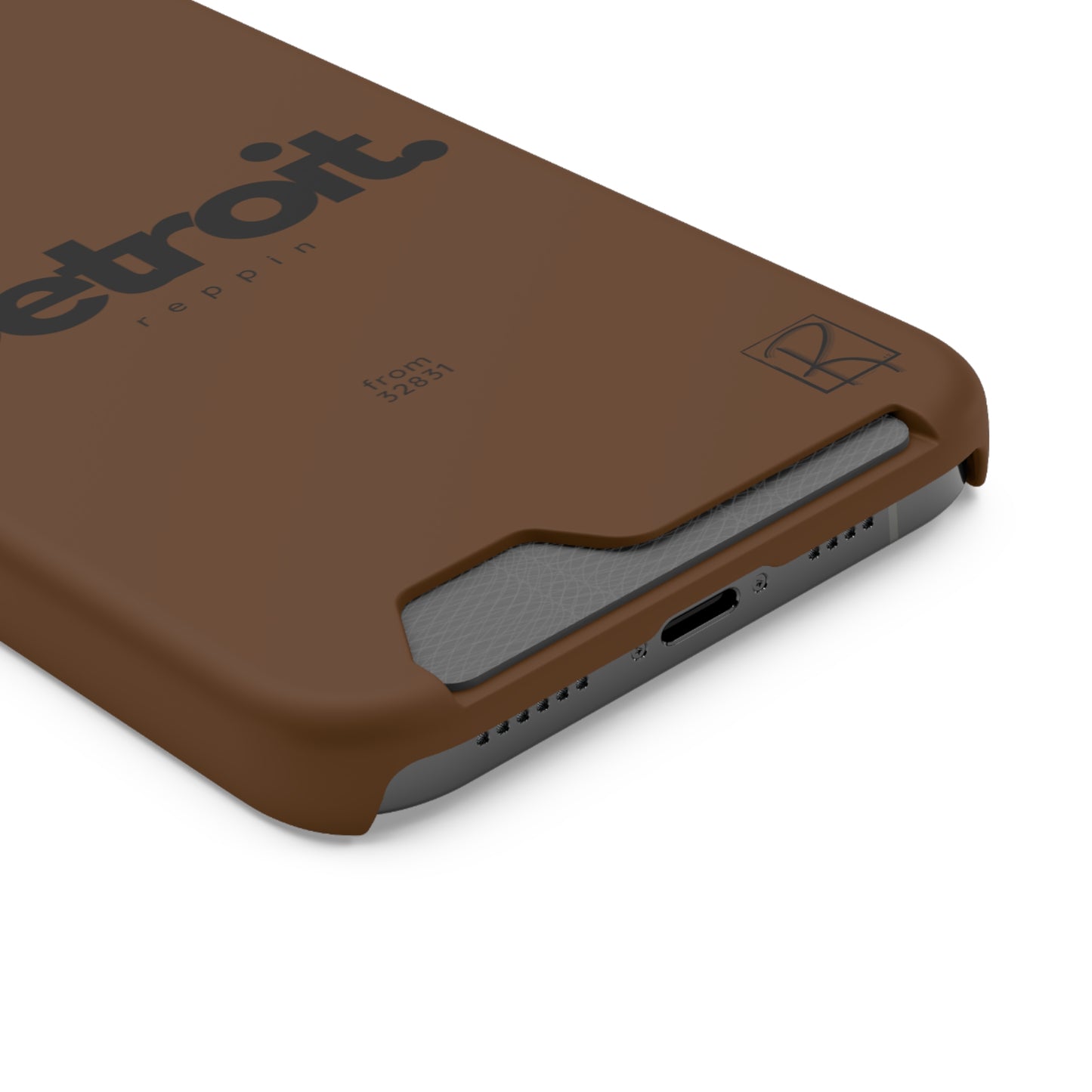 Brown Phone Case With Card Holder by Reppin Brand