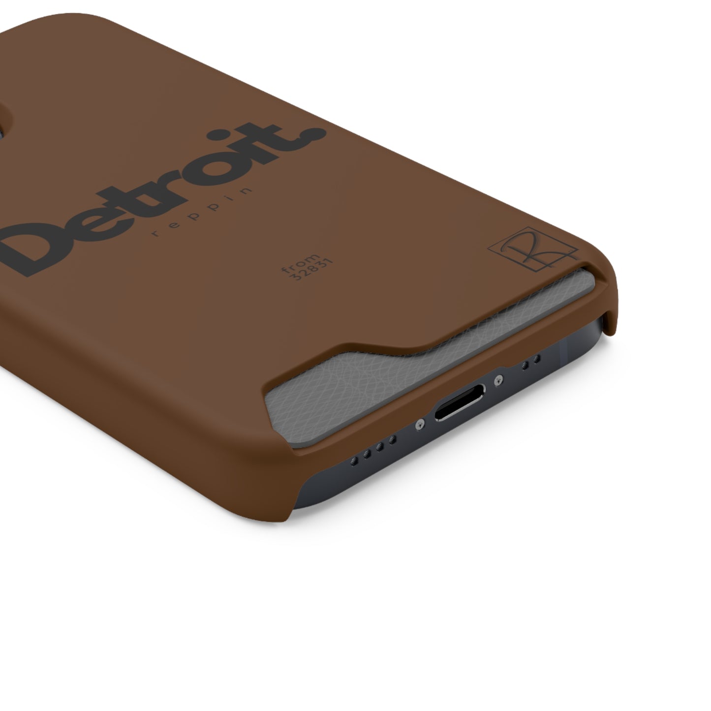 Brown Phone Case With Card Holder by Reppin Brand