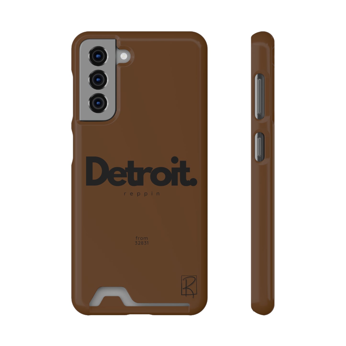 Brown Phone Case With Card Holder by Reppin Brand