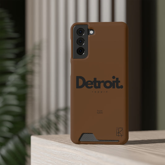 Brown Phone Case With Card Holder by Reppin Brand