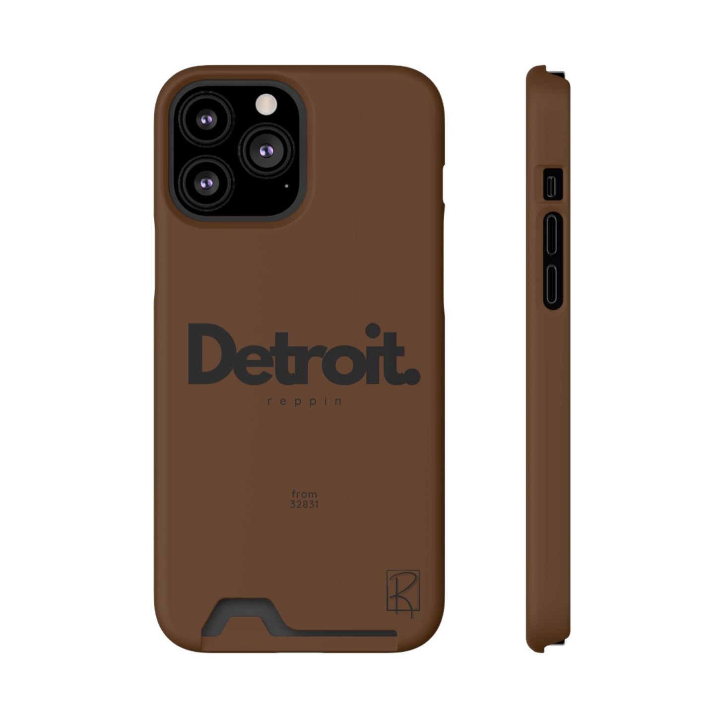 Brown Phone Case With Card Holder by Reppin Brand