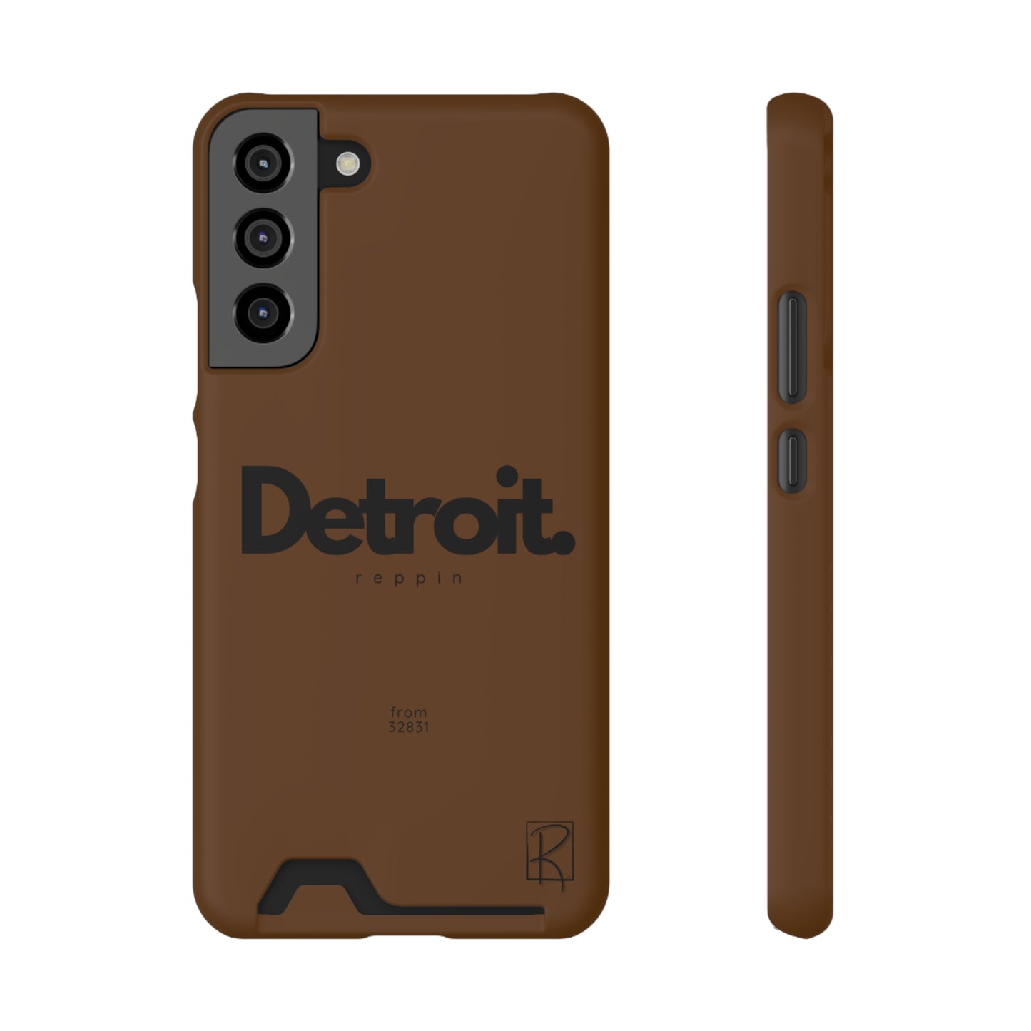 Brown Phone Case With Card Holder by Reppin Brand