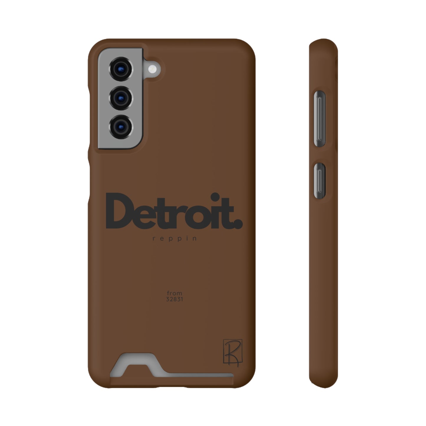 Brown Phone Case With Card Holder by Reppin Brand